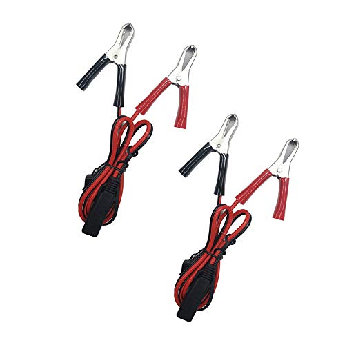 Aligater Clips Trickle Charger Extension Cable - 2FT SAE Battery Charger Clamps 12V-24V Quick Disconnect Extension Cord 15A Fuse for Pump Motorcycle Car Battery Solar Panels 2pack