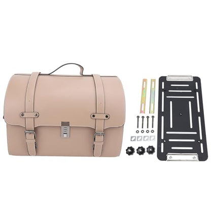 Motorcycle Luggage Bag with Quick Release Mount for Rear Racks, 29.5L Motorcycle Trunk Bag for Gear and Tools, Water defiance PU Leather Shell (Coffee) - size: Coffee