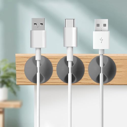 6 PCS Cable Clip Cord Organizer Single Slot Wire Holder for USB Charging Management Clips for Office Home Use (Grey) - color: Grey