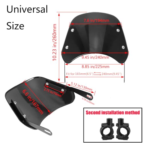 Kucehiup Motorcycle Windshield Wind Deflector Fit 5 to 7" Round Headlight