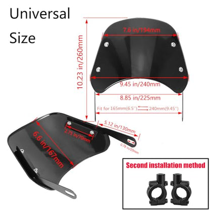 Kucehiup Motorcycle Windshield Wind Deflector Fit 5 to 7" Round Headlight