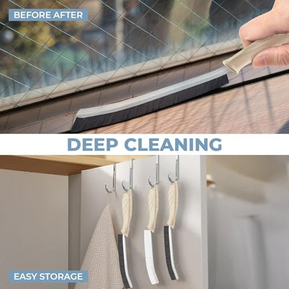 TQRR 3Pcs Cleaning Brush - Includes Soft Bristle, Hard Crevice, Multifunctional Grout Brush, Auto Vent Wheel, Kitchen House Cleaning Tools (Khaki) - color: Khaki