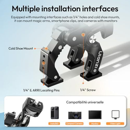 ULANZI CO78 Super Clamp Kit w Magic Arm, for Action Cam – 1/4" & ARRI Locating Pins + Cold Shoe Mount, 3-Jaw & Dual Ball Head Designed for Flexible, Low & High Angle Shot, Load Capacity Within 1kg