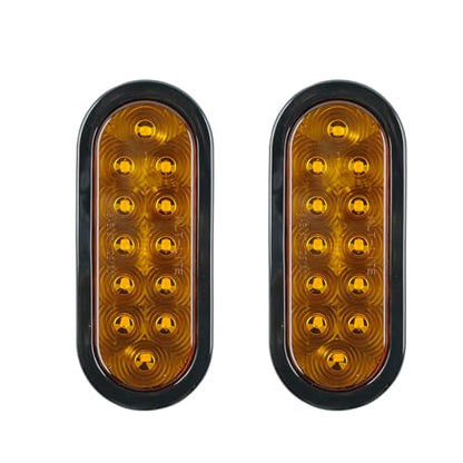 fouwick 2PCS 6 Inch Oval Red LED Trailer Tail Lights, IP65 Waterproof Surface Mount Stop Brake Turn Signal Lights for Truck RV Boat Marine Camper, DOT Compliant Rear Amber Trailer Lights - color: 6 inch Oval Amber 12LED