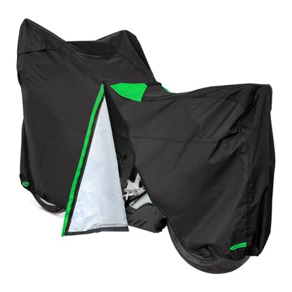 XYZCTEM Premium Motorcycle Cover Waterproof All Weather Weatherproof UV Sun Protection Snow Dust Storm High Heat Resistant Durable Lock-Holes & Side Zip & Storage Bag Fits up to 87" Motors
