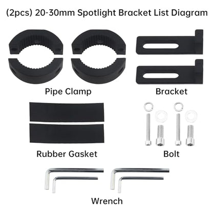 Windance Pack of 2, Light Bar Mounting Bracket, Foglight Clamp Auxiliary Light Fork Tube Clamps for Motorcycle Bicycle Scooter Mountain Bike ATV UTV (Medium) - size: Medium
