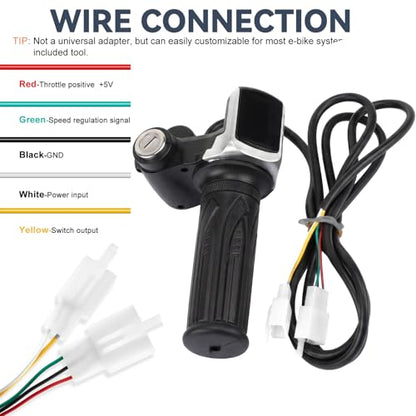 Full Twist Throttle for 48V EBike with LED Display Key Lock Electric Bike Throttle Grip for Electric Dirt Bike Scooter Bicycle Mountain Bike Motorcycle - size: 48V