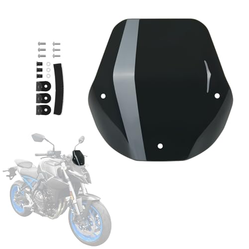 Motorcycle Windscreen PC Plastic Front Fairing Windscreen Wind Screen Windshield Spoiler Air Deflector Compatible with Suzuki GSX-8S 2024-2025 (Black) - color: Black