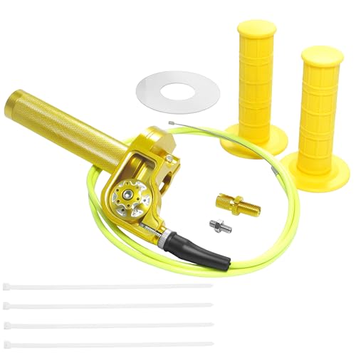Motorcycle Throttle Assembly,7/8" Quick Twist Throttle Grips with Throttle Cable Aluminum Alloy Universal for CRF KLX SSR TTR 110 125 150 250cc Dirt Pit Bike ATV Mini Bike - color: Type A-Gold