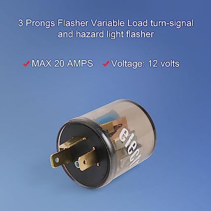 12V 3 Pin Electronic LED Flasher Relay Round Heavy Duty Electronic Turn Signal Light Blinker 3 Prong Turn Signal Flasher Relay - size: 1pc 3 PIN 20 Amps 12V Flasher