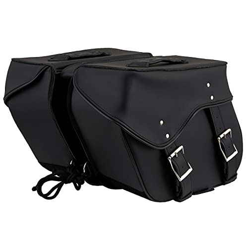 Milwaukee Leather PVC 2-Strap Throw-Over Easy Zip off and off Motorcycle Saddlebags - Medium - color: SH55201ZB-BLACK, size: Medium