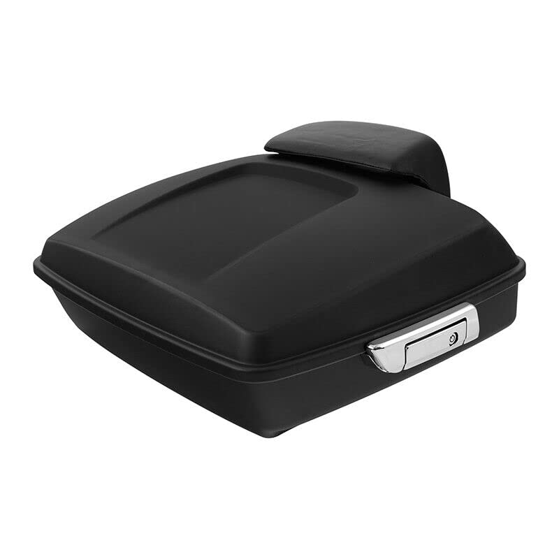 TCMT Chopped Motorcycle Trunk Box Backrest Pad Detachable Mounting Rack Fit For Harley Touring 1997-2008 Road King Road Street Electra Glide Pack - color: Set E1 Matte Trunk#Black Rack