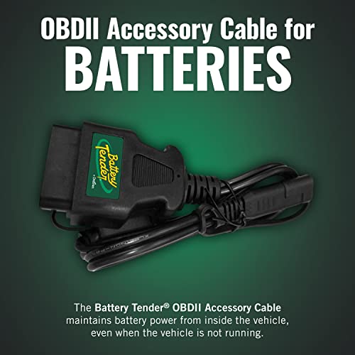 Battery Tender OBDII Adapter Cable for 12V Battery Charging - 22 Inch Cord - Solar Compatible - Charge Vehicle's 12V Battery Through OBD II Port - 081-0154-DL