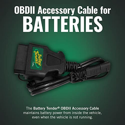 Battery Tender OBDII Adapter Cable for 12V Battery Charging - 22 Inch Cord - Solar Compatible - Charge Vehicle's 12V Battery Through OBD II Port - 081-0154-DL
