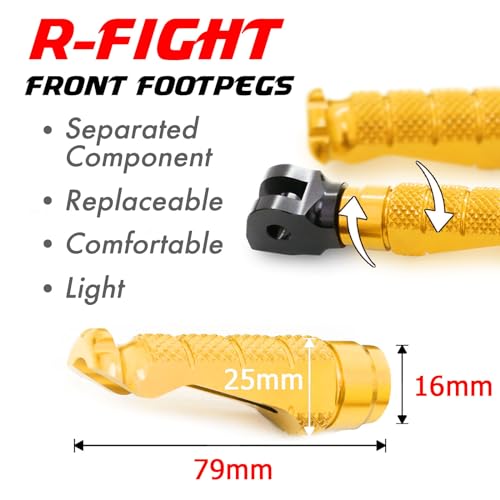 MCMOTOPARTS R-FIGHT Front Rider Footpeg Footpegs Foot Pegs Footrests Gold Compatible with ER-6F 2006-2008 06 07 08 - color: Gold, size: Standard (No Extension)