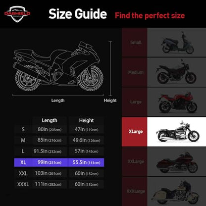 Lightweight Motorcycle Cover with Air Vents, All Season Water Resistant, Dust, UV Protection, Universal Indoor/Outdoor Scooter Cover (XL) - size: XL