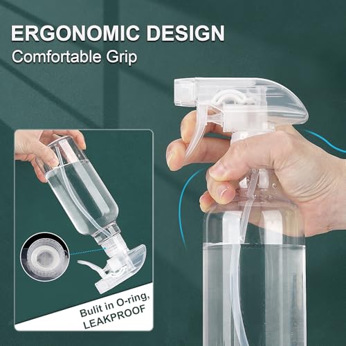 Spray Bottles 16.9oz Plastic Spray Bottle for Hair Mist/Stream Heavy Duty Empty Spray Bottles for Cleaning Solutions, Plants (16.9oz-Clear) - color: 16.9oz-Clear