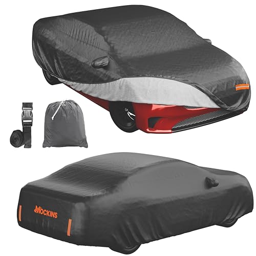 Mockins 190"x75"x47" Midsize Sedan Car Cover Waterproof All Weather Fit | Dual-Layer 250G PVC + Cotton Indoor & Outdoor Car Covers for Automobiles | Heavy Duty Full Exterior Covers with Strap & Bag - size: Sedan - Medium - 190" x 75" x 47"