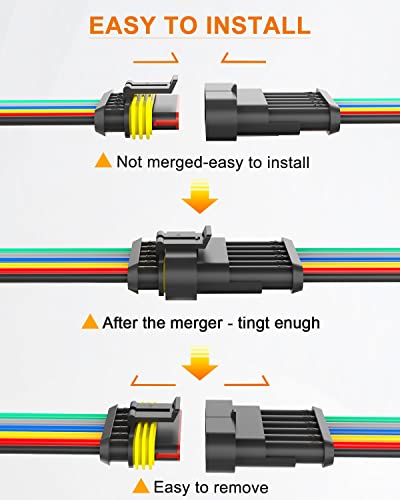 NAOEVO 6 Pin Connector Waterproof, 16 AWG 6 Wire Connectors, Automotive Electrical Male and Female Plug with Heat Shrink Tubing for Car Truck Boat Wire Connection, 6 Kits - size: 6 Pin