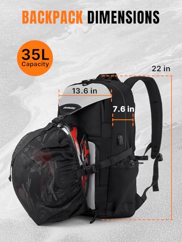Oumurs Reflective Motorcycle Helmet Backpack, 35L Riding Backpack with Hidden Helmet Net, Hi-Vis Commuter Bag, 1680D Water-Resistant Travel Backpack with Laptop Compartment, Ventilated Back - color: Reflective