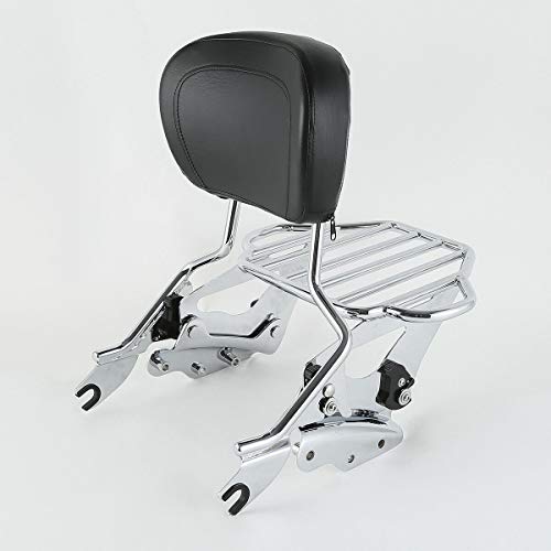TCMT Detachable Passenger Backrest Sissy Bar With Detachable 2-Up Luggage Rack 4 Point Docking Hardware Kits Fits For Harley Touring Electra Glide Street Glide Road Glide Road King 2009-2013 - color: Style C Chrome, size: Fit For 2009-2013 Touring