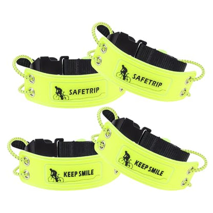 Reflective Ankle Bands for Cycling, High Visibility Bike Pant Clips, Elastic Adjustable Bicycle Trouser Straps, Night Safety Reflective Leg Bands for Running, Walking, Outdoor Activities