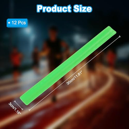 PATIKIL Reflective Slap Bands, Reflector Band Snap Bracelet Armbands High Visibility Safety Reflectors Wrist Strap Strips for Night Jogging Cycling Hiking - color: Green