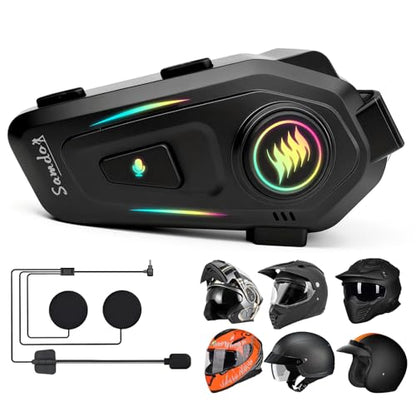 SAMDO K50 Motorcycle Helmet Bluetooth Headset V5.3, Outdoor Wireless Bluetooth Helmet Speakers with Automatic Answer Music Control IPX6 for Cycling/Skiing/Riding