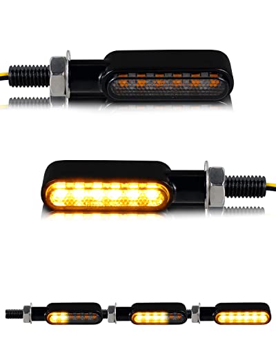 NTHREEAUTO Smoked Motorcycle Led Turn Signals Sequential Front Rear Mini Turn Signal Lights Universal Compatible with Harley Honda Yamaha BMW Triumph Suzuki Kawasaki Cruiser Touring - 2Pcs - color: amber