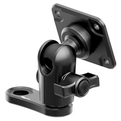 Tackform Black Motorcycle GPS/Tuner Holder - 4-Hole AMPS Pattern | Mirror Mount with Through Hole for M10 or 3/8" Bolt | Aluminum | Compatible with Garmin Zumo, Dynojet Tuner, More | Short Reach