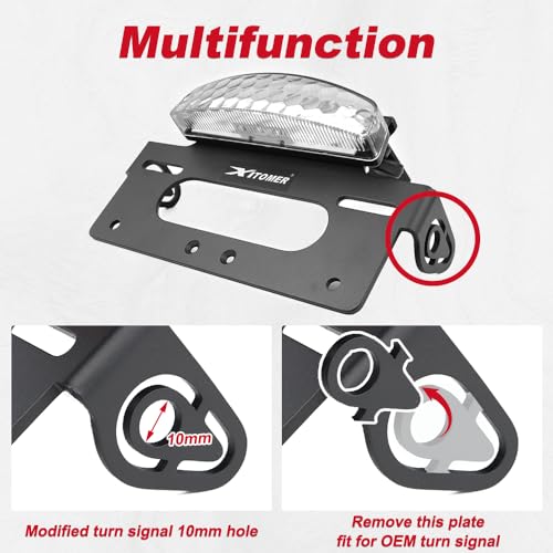 Xitomer Fender Eliminator Compatible with KLX300 KLX300SM 2024 2025 2026 KLX300 SM Tail Tidy Motorcycle License Plate Holder with Tail light/License Plate Light (Clear) - color: Clear