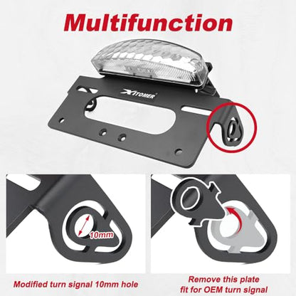 Xitomer Fender Eliminator Compatible with KLX300 KLX300SM 2024 2025 2026 KLX300 SM Tail Tidy Motorcycle License Plate Holder with Tail light/License Plate Light (Clear) - color: Clear