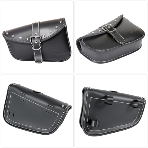 Motorcycle Saddle Bags Side Bags - Saddlebags Softail Pvc Leather,Waterproof, Side Tool Bag,Universal Storage Tool Bag for Motorbike,fork bag,swing bag (Left Side) - style: Left1