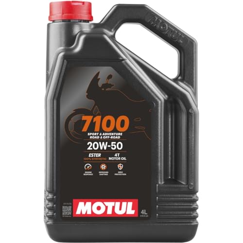 Motul 7100 4T 20W-50 Full Synthetic Motorcycle Oil for V-Twin Harley Davidson Engines, Ester Technology for Smooth Shifting, JASO MA2 Wet Clutch Compatible, API SP Certified 4 L - color: 20W-50, size: 4L