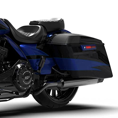 HR3 Candy Cobalt/Indigo Ink 4" Stretched Hard Saddlebags w/Speaker Lids Compatible with 2017 CVO Street Glide FLHXSE (Replace for OEM) - color: Candy Cobalt / Indigo Ink