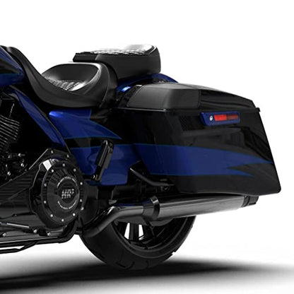 HR3 Candy Cobalt/Indigo Ink 4" Stretched Hard Saddlebags w/Speaker Lids Compatible with 2017 CVO Street Glide FLHXSE (Replace for OEM) - color: Candy Cobalt / Indigo Ink