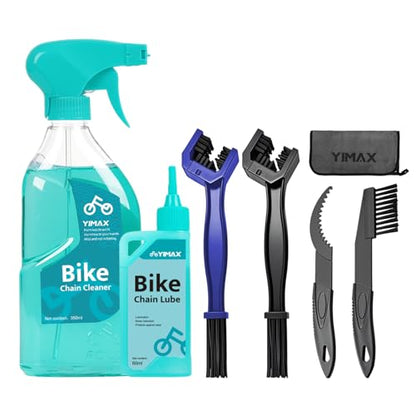 Bike Chain Cleaner Set, Bicycle Cleaning Kit Chain Lube and 500ml Cleaning Spray Biodegradable Bike Chain Lubricant with Brushes Cycling Maintenance (Cleaner-410ML)