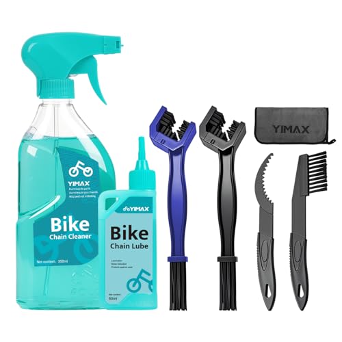 Bike Chain Cleaner Set, Bicycle Cleaning Kit Chain Lube and 500ml Cleaning Spray Biodegradable Bike Chain Lubricant with Brushes Cycling Maintenance (Cleaner-410ML)