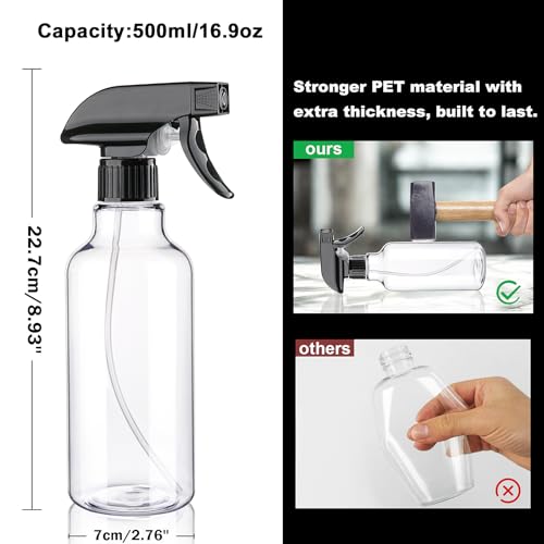 Spray Bottles Plastic Spray Bottle for Hair Mist/Stream Heavy Duty Empty Spray Bottles for Cleaning Solutions, Plants, Cooking (16.9oz-BlackClear) - color: 16.9oz-BlackClear