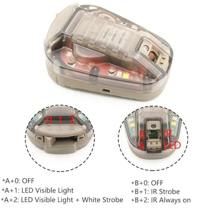 Tactical IR Strobe Helmet Light Military Identification Lights with Visible LED + White Strobe Survival Signal (Tan-Red) - color: Tan-Red