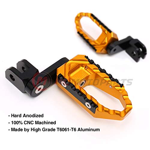 MC MOTOPARTS Gold 40mm Lowering Front Wide Touring Footpegs Compatible with MT-07 MT-09 Tracer 13-18 YZF R3 15-18 MT-10 - color: Gold, size: 40mm Extension