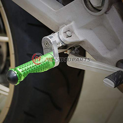MC MOTOPARTS MPRO Green 25mm Extended Front CNC Footpegs Compatible with YZF R1 00-21 YZF R6 03-19 YZF R1M 15-21 R1S - color: Green, size: 25mm Extension