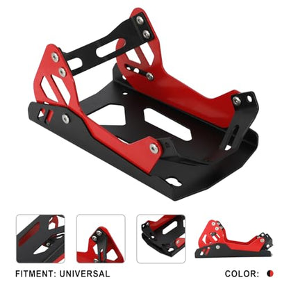 Heavy-Duty Steel Motorcycle Wheel Chock for Trailer Mount | Anti-Rust Black/Red Design | Universal Front Wheel Chock Stand for Dirt Bikes & Motorcycles | Compact & Portable (5.3”H x 10.8”L x 6.1”W)