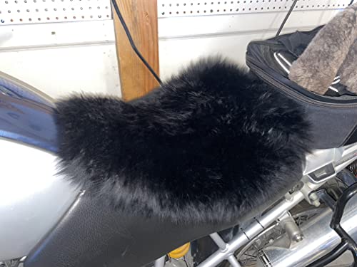 X-Large Sheepskin Buttpad® - Motorcycle Seat Pad (Long Hair Black) - color: Long Hair Black