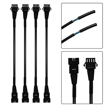 RGB LED Extension Cables, 4PCS 5 Feet Extension Cables and 2PCS 3 Way Y Splitter for Motorcycle LED Strips, Underglow Neon Accent Light Kit, Rock Light Extension Wire Cord