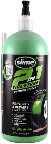 Slime 10194 2-in-1 Tire & Tube Sealant Puncture Repair Sealant, Premium, Prevent and Repair, Suitable for All Off-Highway Tires and Tubes, Non-Toxic, Eco-Friendly, 32 oz Bottle - style: 32 oz