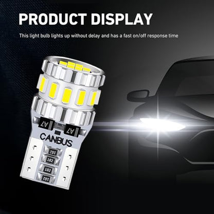 2 PCS Car Wide Lights, License Plate Lights, 3W T10 3014 Led Light Bulbs, Aluminum Reading Lights, Instrument Lights, Auto Bulb Replacements, Universal for Most Cars, Trucks, SUVs (White#1702) - color: White#1702