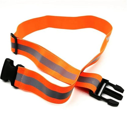 Reflective Bands 8pcs 4x120cm Reflective Elastic Belt Jogging Reflective Strap Adjustable Nighttime Safety Construction Work Gear Trekking Camping for Cycling Running - color: Orange