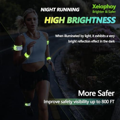 Reflective Band for Night Running Walking, 6 PCS Premium Reflective Bands for Arm/Wrist/Ankle/Leg, High Visibility Reflective Running Gear Adjustable for Men and Women