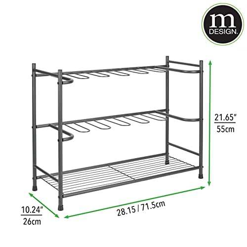mDesign Boot Storage and Organizer Rack - Space-Saving Holder for Rain, Riding, Dress Boots - Holds 6 Pairs, Sleek Modern Design, Sturdy Steel Construction - Graphite Gray - color: Graphite
